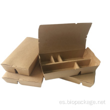 Caja de almuerzo biodegradable de Cartón de Papel Kraft de cinco compartimentos